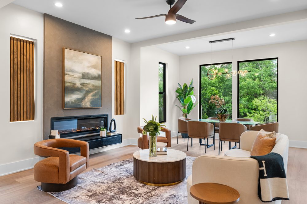 The Monarch at Buckhead — living and dining room with designer finishes